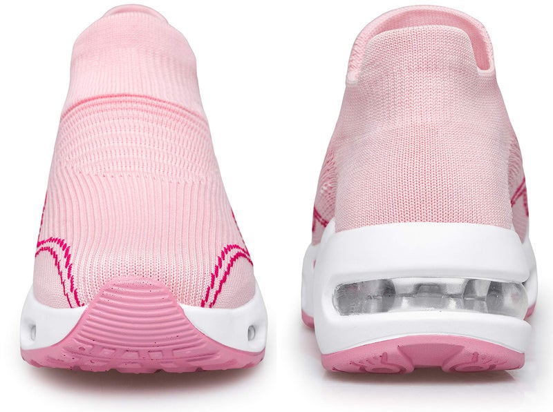 DOUSSPRT Womens Walking Shoes Slip on Sock Sneakers Lady Girls Nurse Mesh Air Cushion Platform Loafers Fashion Casual Confort Pink US Size 8 - Image 2